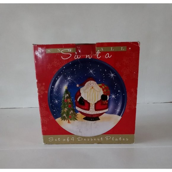 Certified International Snowball Santa  Set of 4 Dessert Plates New - Picture 13 of 13